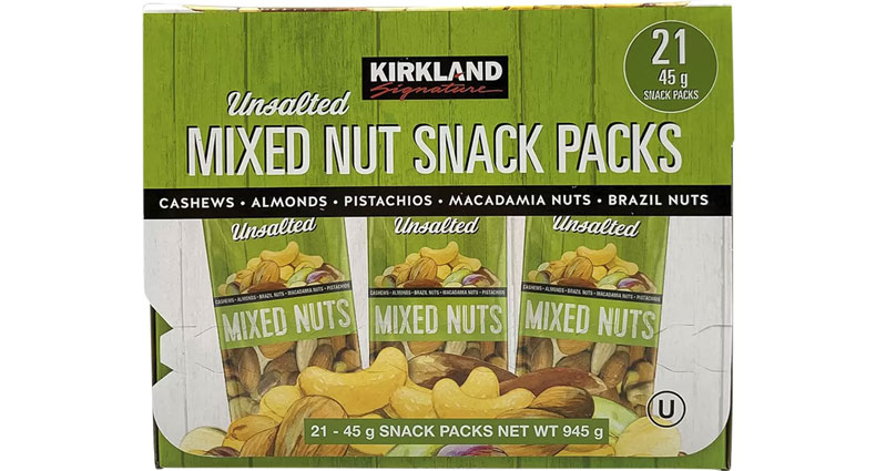 Kirkland Signature Unsalted Mixed Nut Snack Packs 21 x 45g