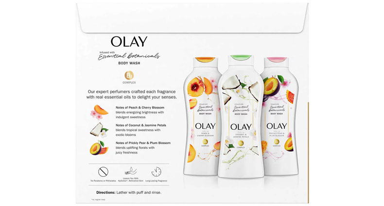 Olay Essential Botanicals Body Wash 3 x 678ml-1
